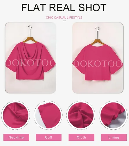 Vista 5 de Dokotoo - Blusas y tops de gasa de manga corta para mujer