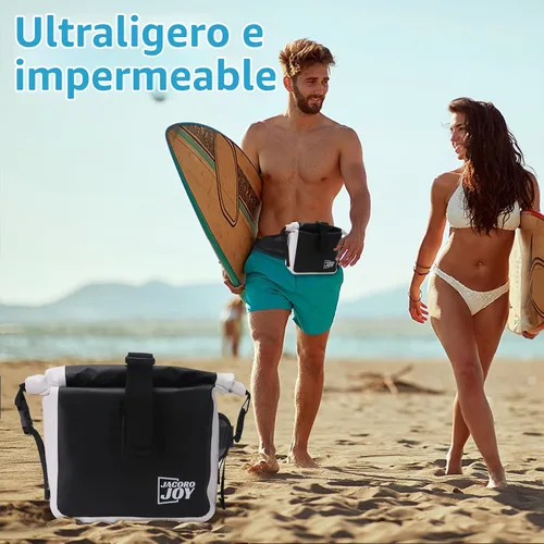 Vista 2 de Riñonera impermeable, bolsa seca flotante con correa ajustable para la cintura de gran capacidad, bolsa de cintura impermeable para kayak, barco