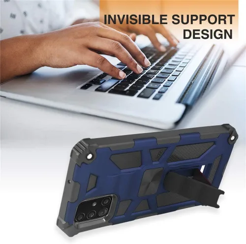 Vista 3 de Funda de teléfono para Samsung Galaxy A51 4G con protector de pantalla de vidrio templado y accesorios para celda, soporte de soporte resistente