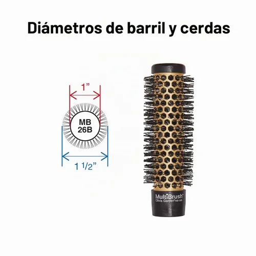 Vista 2 de Olivia Garden MultiBrush - Cepillo térmico desmontable no eléctrico con barril de cerámica