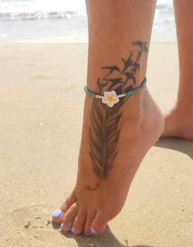 Vista 3 de Boho Beaded Anklet for Women and Teen Girls, Unique Bohemian Turquoise and Sterling Silver Beaded Anklet with Hawaii Hawaiian Plumeria Flower