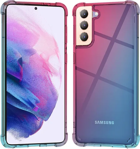 Vista 7 de KIOMY Funda Negra para Samsung Galaxy S21 5G con Rincónes de Airbag, Parachoques Resistente a Golpes, Cubierta Protectora Flexible de TPU