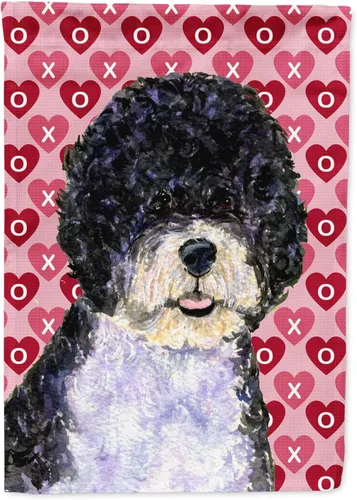 Vista 281 de Caroline's Treasures SS4484GF Bandera de jardín con diseño de bulldog inglés y corazones para el Día de San Valentín, bandera decorativa para patio