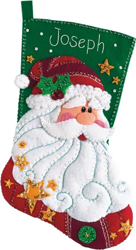 Vista 8 de Dimensions 71-09162 Chill Out Kit de Calcetín de Navidad de Needlepoint Personalizable, 16" de Largo, Multicolor, 7 piezas