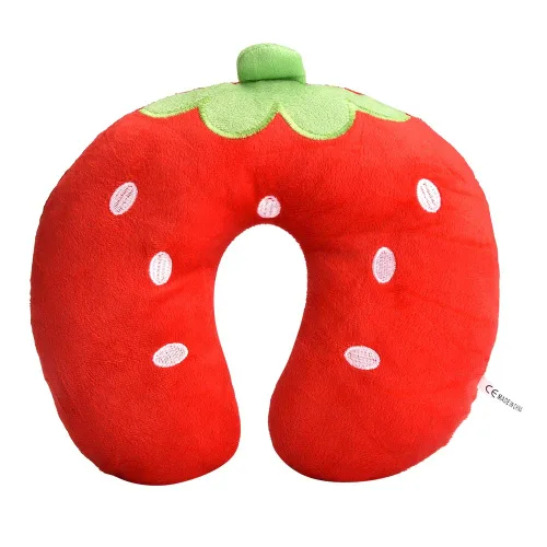 Vista 4 de Fdit Almohada en forma de U suave algodón PP lindo patrón para bebé niños asiento de viaje descanso cuello (fresa)