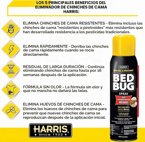 Vista 3 de Harris Eliminador de Chinches Más Resistente, Spray en Aerosol de 16 oz
