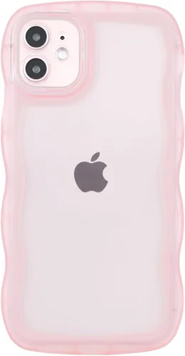 Vista 31 de SKYLMW Funda compatible con iPhone 12 Pro, diseño de ondas rizadas kawaii, borde chapado de lujo, elegante parte trasera transparente brillante, TPU