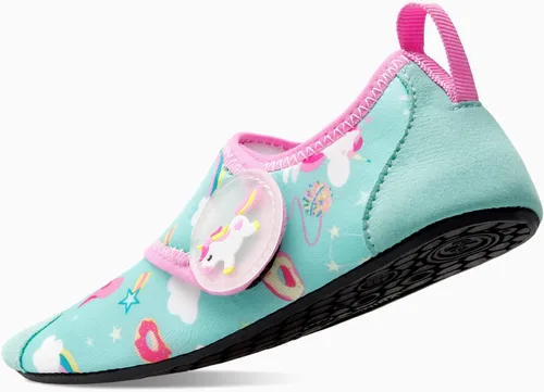 Vista 4 de Scurtain - Zapatos acuáticos para niños, calcetines acuáticos de secado rápido con sensación de pies descalzos para niños, niñas y bebés con suela