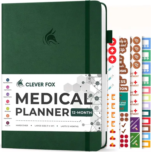 Vista 11 de Clever Fox Agenda médica grande de 12 meses – Cuaderno médico, diario de salud, diario de bienestar para rastrear la salud – 12 meses, 7 x 10.5