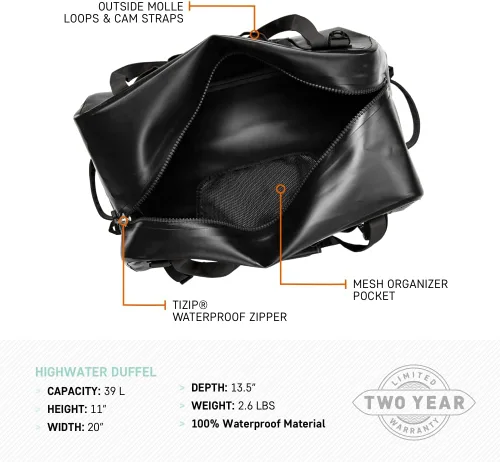 Vista 4 de BOTE Highwater - Bolsa de lona impermeable sumergible tamaño de equipaje de mano con capacidad de 39 litros Seafoam