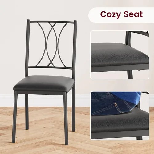 Vista 6 de CABIHOME Juego de mesa de comedor para 2, juego de mesa de cocina de 3 piezas con 2 sillas tapizadas, juego de mesa de cocina cuadrada para espacios