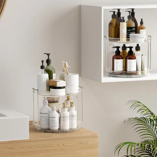 Vista 6 de Lazy Susan - Organizador giratorio de 2 niveles de 9.25 pulgadas, organizador giratorio de especias para gabinete, baño, despensa, encimera, cocina
