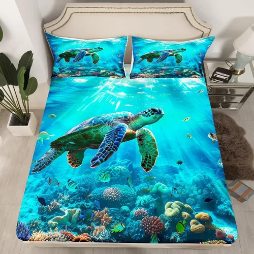 Vista 25 de Juego de sábanas bajeras de alce salvaje, tamaño individual, juego de ropa de cama rústica de pino de pesca con peces de Basa, decoración