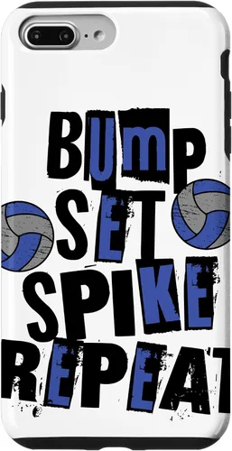 Vista 9 de iPhone XR Parents Girls Volleyball Bump Set Spike Repeat Blue & Black Case