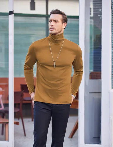 Vista 8 de COOFANDY Men's Slim Fit Basic Turtleneck Long Sleeve Lightweight Pullover Sweaters Casual Knitted Tops