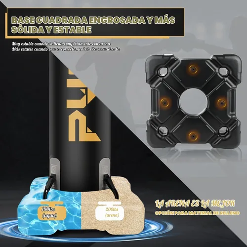 Vista 5 de Bolsa de boxeo pesada con soporte para adultos y adolescentes, bolsa de boxeo inflable independiente con guantes, set de kickboxing y boxeo