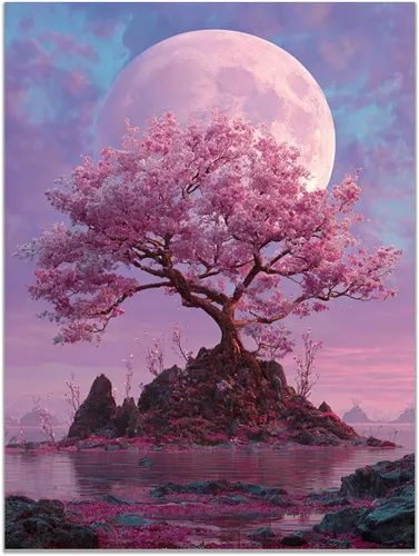 Vista 35 de VOCBAN Naturaleza árbol de la vida imágenes abstractas lienzo pintura grande moderno lienzo arte de pared árboles coloridos sala de estar decoración