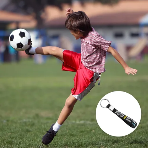Vista 4 de MTLEE 12 llaveros de fútbol a granel con citas motivacionales, llaveros de fútbol para fanáticos de los deportes de equipo, escuela, carnaval