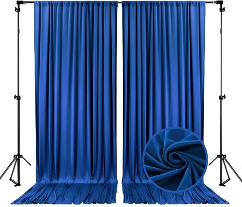 Vista 9 de Cortina de fondo azul de 10 x 7 pies para fiesta, cortinas de fondo para sesión de fotos, cumpleaños, boda, Halloween, Acción de Gracias, Navidad