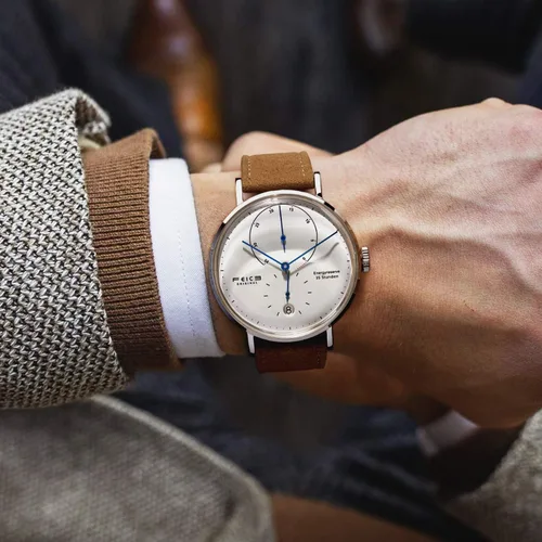 Vista 6 de FEICE Bauhaus - Reloj mecánico automático con espejo abovedado, resistente al agua, de cara grande, para hombre, 1.65 pulgadas (FM202)