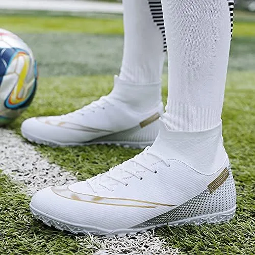 Vista 5 de miscloder Tenis de fútbol unisex para hombre, zapatos de fútbol de caña alta para hombre, zapatos de fútbol para interiores, tacos de fútbol