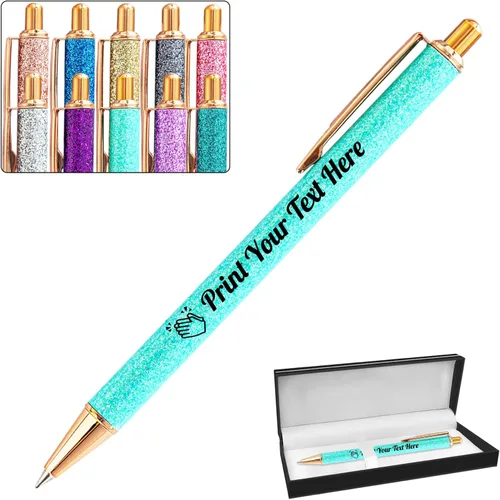 Vista 30 de Hasta 100 bolígrafos personalizados a granel con nombre, bolígrafo con purpurina personalizable, logotipo de negocios, mensaje de texto, regalo