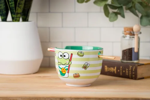 Vista 26 de Silver Buffalo Hello Kitty y sus amigos Chococat - Tazón de cerámica para ramen y arroz con palillos, patrón a cuadros, apto para microondas, 20