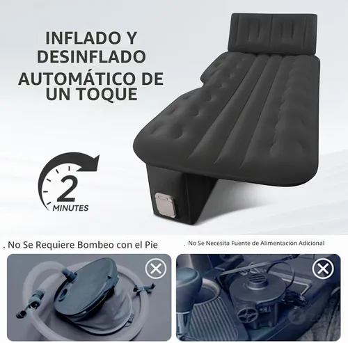 Vista 4 de BEBAS Colchón de aire de coche Cama de asiento trasero de una pieza Negro