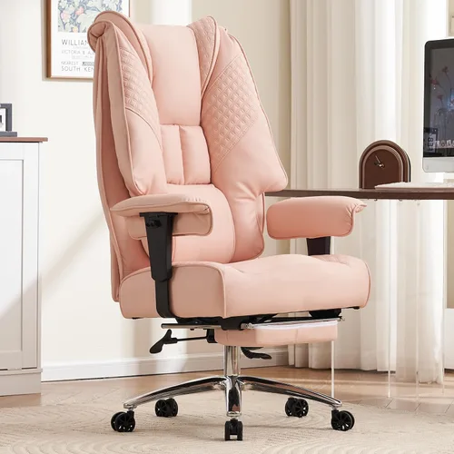 Vista 18 de EXCEBET Silla de oficina grande y alta con reposapiés, silla de oficina ejecutiva de piel sintética con respaldo alto de 400 libras, sillas