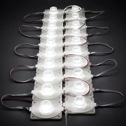 Vista 2 de 20 unids 3.0 W 6500 K borde blanco luz 12 V LED módulos con lente para caja de luz de doble lado impermeable
