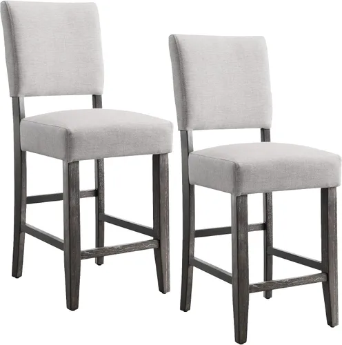 Vista 13 de Leick Home Calton Taburete de mostrador, con asiento giratorio, para cocina o comedor, piel sintética negra y piedra gris, paquete de 2, 10118GS/BL