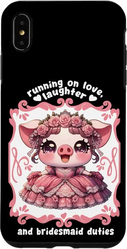 Vista 7 de iPhone 15 Lindo cerdo dama de honor roba corazones en el caso de despedida de soltera