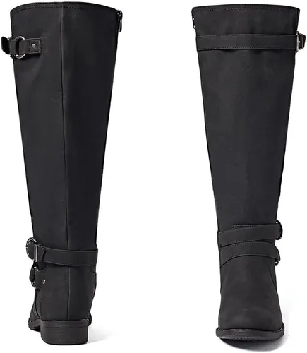 Vista 4 de Botas altas hasta la rodilla para mujer, elegantes y cómodas, con punta redonda, cierre de cremallera lateral, para otoño e invierno para mujer