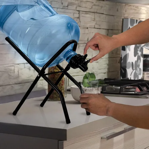 Vista 2 de Brio Botella de agua de 5 galones, dispensador de bebidas, enfriador de almacenamiento, soporte plegable sin BPA, soporte de estante de acero