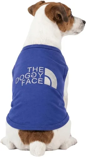 Vista 2 de Camisetas para perros pequeños con patrón de cara de perro de seguridad, tela ligera transpirable, suéter casual para perros pequeños, ropa