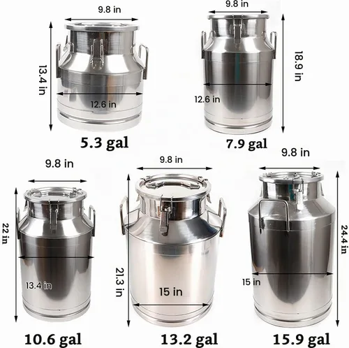 Vista 3 de Lata de leche de acero inoxidable de 20 L, cubo de leche para vino, cubo de vino, jarra de leche con tapa sellada resistente, con tapa sellada