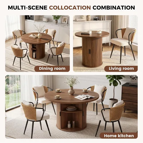 Vista 67 de Miereirl Moderno juego de comedor de 5 piezas para mesa redonda de madera de 4,31.5 pulgadas con estante de almacenamiento semiabierto y puerta