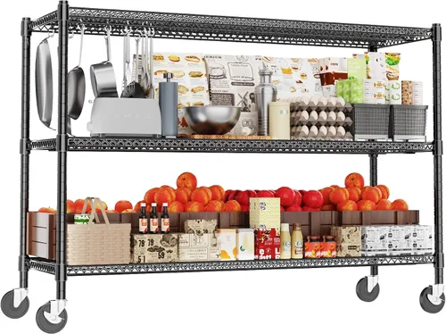 Vista 14 de GIOTORENT Unidades de Estantería Metálica de Pie de 5 Niveles, Estante de Alambre de Altura Ajustable Rack de Exhibición para Lavandería Baño Cocina