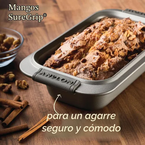 Vista 7 de Anolon Advanced 54715 - Juego de 2 moldes antiadherentes para hornear, color gris con agarres de silicona