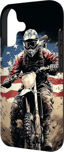 Vista 2 de Dirt Bike American Flag Motocross Enduro Biker 4th of July Case for iPhone 17