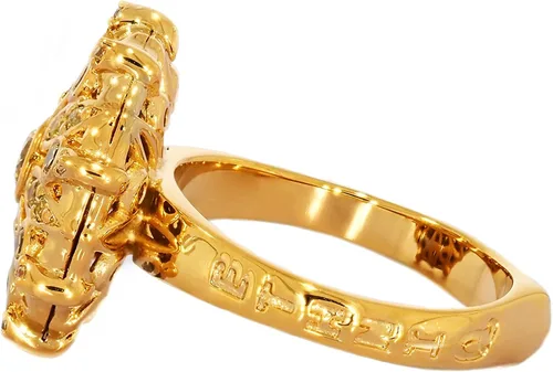Vista 5 de ETHNIQ Anillo de moda chapado en oro de 22 quilates, diseño floral, anillo de compromiso de boda, circonita cúbica, colección de moda para primavera