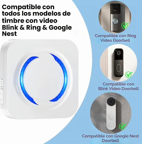 Vista 2 de Extensor de timbre inalámbrico para Ring Blink Google Nest Smart Doorbell Booster,2.4GHz Wi-Fi,Easy to Setup, No Range Limits, Works with Alexa