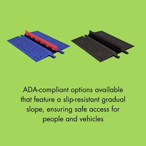 Vista 5 de Checkers Protector de cable de perfil bajo de 2 canales con rampa integrada compatible con ADA, cargas resistentes de hasta 46,000 libras, Negro
