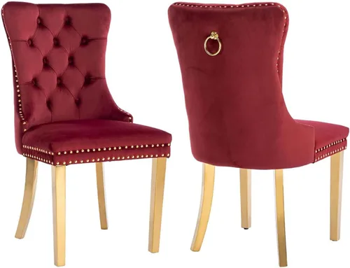 Vista 47 de Juego de 2 sillas de comedor de terciopelo beige, sillas de comedor tapizadas beige01