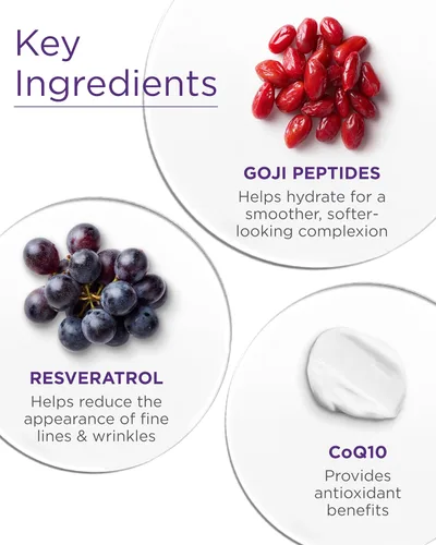 Vista 5 de Andalou Naturals Goji Peptide Perfecting Cream - Hidratante facial que desafía la edad con resveratrol, CoQ10 - Apoya el colágeno de la piel