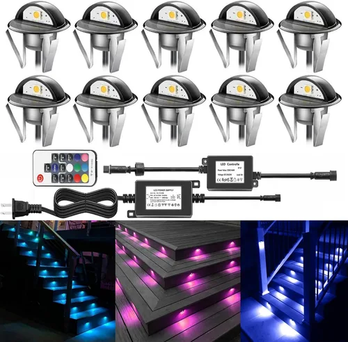 Vista 7 de Luz LED para escaleras, bajo voltaje, impermeable, IP65, para exteriores, 1-2/5 pulgadas, de madera empotrada, iluminación LED de terraza, patio