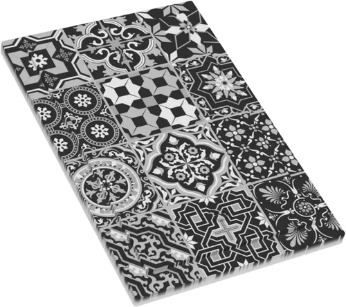 Vista 3 de Azulejos Negros Texturas Modernas Retro Marruecos 1 Gang Cubierta de Interruptor de Luz Sin Dispositivo Placa de Pared en Blanco Decorativa Placa