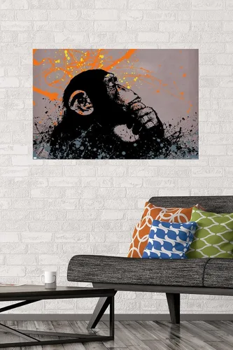 Vista 2 de Trends International Thinker Monkey - Póster de pared de la colección Graffiti