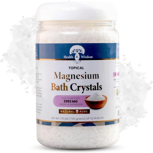 Vista 11 de Health and Wisdom Cristales de baño de magnesio – Sales de baño con alta concentración y absorción mejorada para alivio muscular y articular