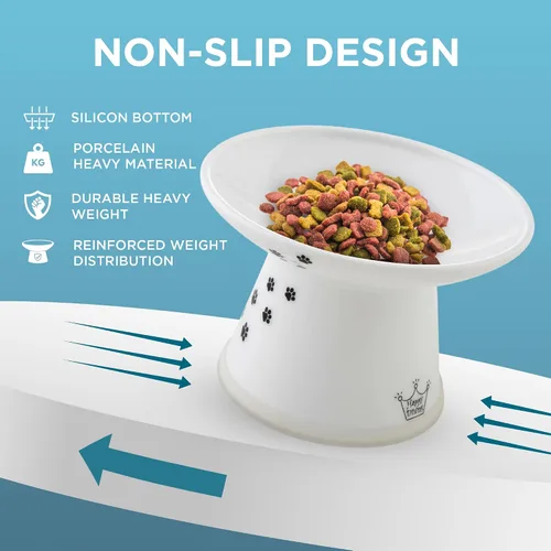 Vista 7 de Tazón elevado de comida para gatos Necoichi – Tazón elevado de cerámica para gatos para fatiga de bigotes y cuello, apto para lavavajillas